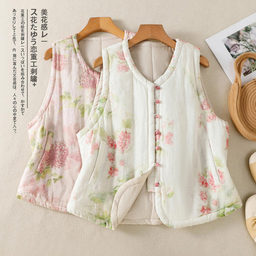 GYH 3703印花休闲棉服马夹背心复古加厚保暖 商品图0