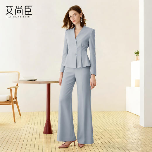 艾尚臣秋冬职业装女蓝色气质西装套装高级感酒店医美前台西服工装 商品图3