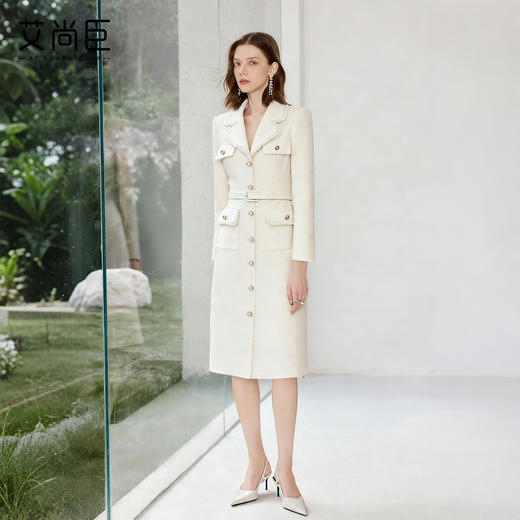 艾尚臣粗花呢小香风连衣裙女高级感老钱风西装裙显瘦通勤法式裙子 商品图4