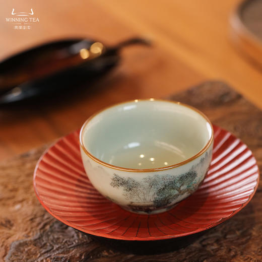 问鼎汝瓷天青老款紫金釉听泉杯（松山亭阁） 商品图2