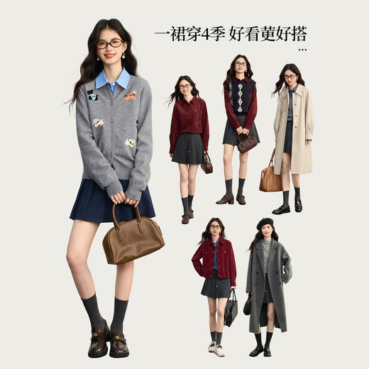 【周末秒杀】熙世界学院风百褶短裙女2025秋冬新款MIU系穿搭高腰显瘦a字半身裙 商品图2