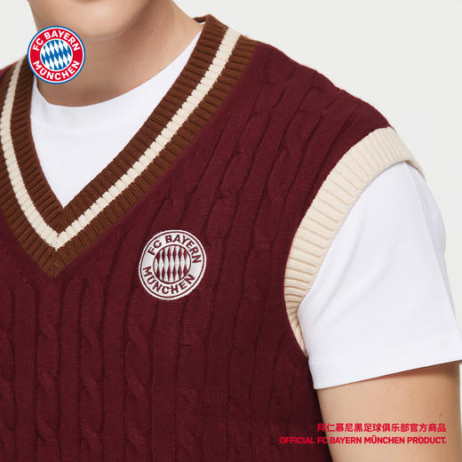 【官方正版】拜仁足球俱乐部丨秋季新款酒红色背心针织马甲学院 商品图3