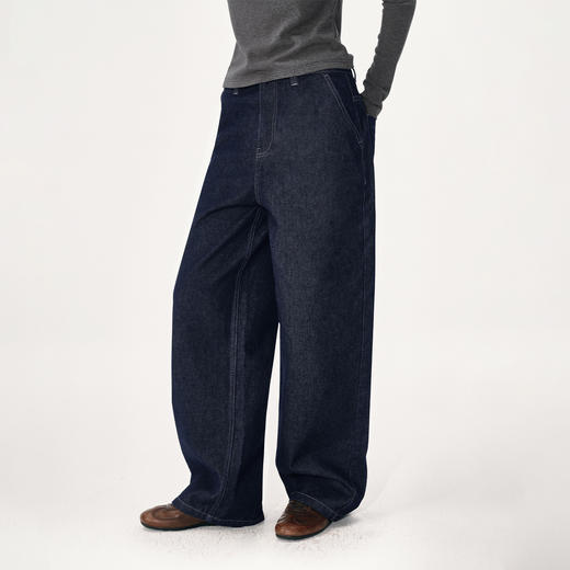 NUTH“机场牛仔”原牛色复古宽松阔腿直筒牛仔裤女（发货时间同步天猫） 商品图3