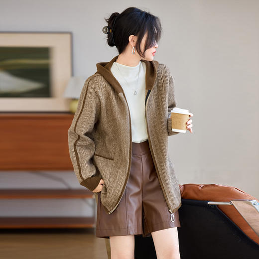 CC 312连帽拉链针织开衫厚款大码外套 商品图2