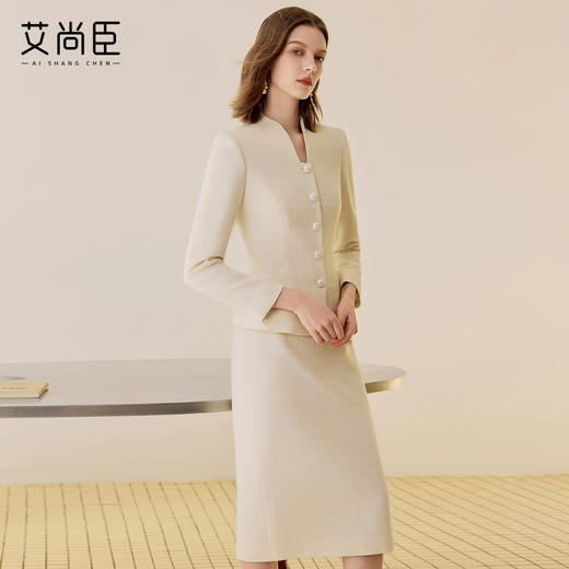艾尚臣羊毛西装套装裙子两件套女正装通勤穿搭精致小个子西服外套 商品图2