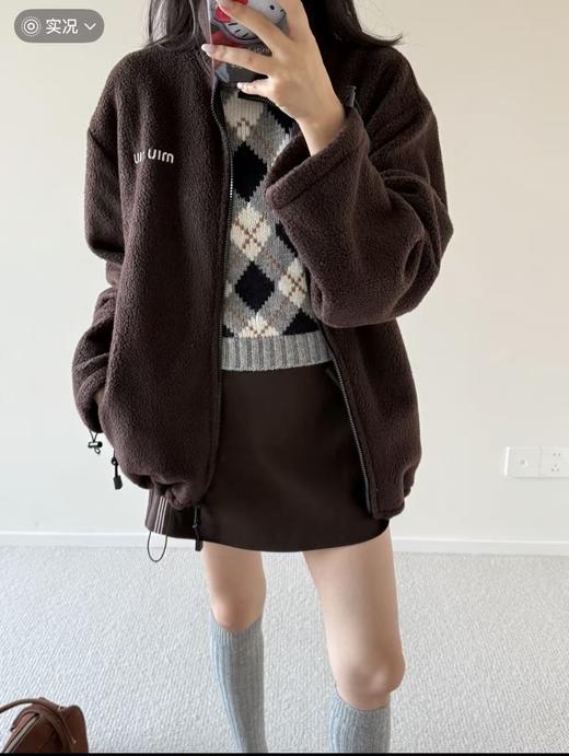 秋冬外套还得是miu！敲好看的棕色摇粒绒外套  情侣款！ 商品图7
