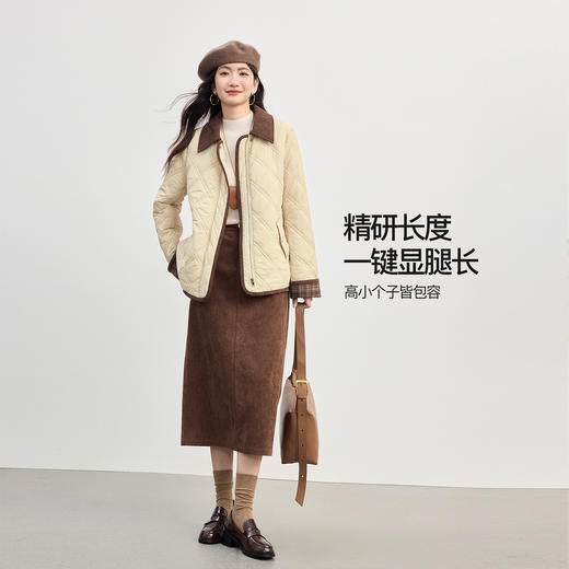 【年货节】熙世界巴恩风翻领菱格棉服外套女2025年新款冬季通勤休闲保暖棉衣 商品图2