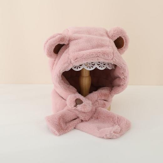 【熊宝宝❗️儿童帽】帽子围巾一体超萌哒，立体锁温，保暖加倍，随意宅脱不炸毛，冬季加绒加厚男女宝宝护耳毛绒帽婴儿保暖围脖QQ 商品图6