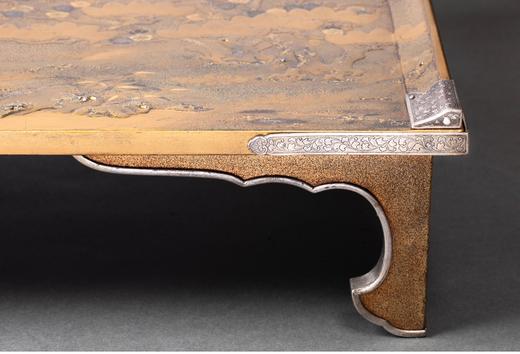 独角鹿西洋古董 19世纪日本明治时期出品湖畔松梅主题金漆莳绘写字台 商品图7