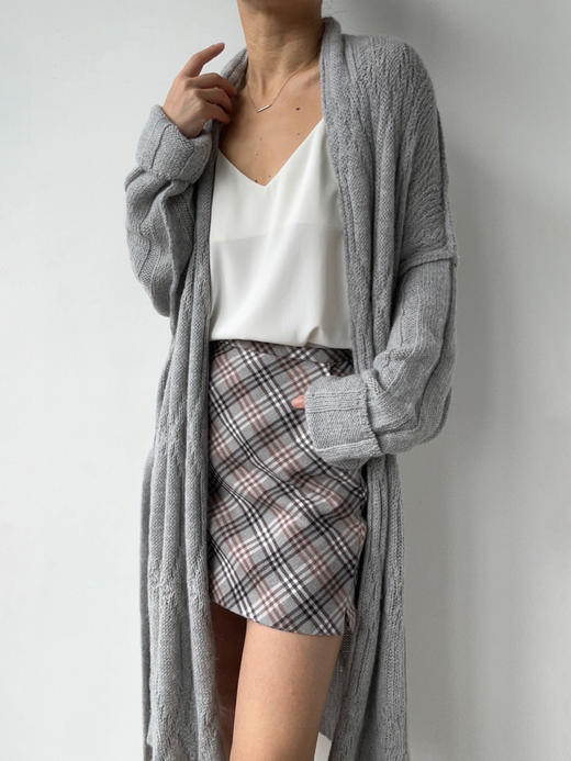 TU｜C05AW24-KW10- 针织绞花中长开衫 [ BK00黑 / GY00灰] 商品图6
