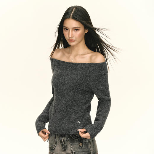 Ariseism 美式复古性感一字肩毛衣秋季新款上衣 商品图1