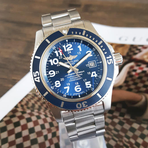 【95新】BREITLING 百年灵A17392D8/C910天文台认证自动机械机芯日期显示超级海洋系列44MM（男款）191025NJS19 商品图4