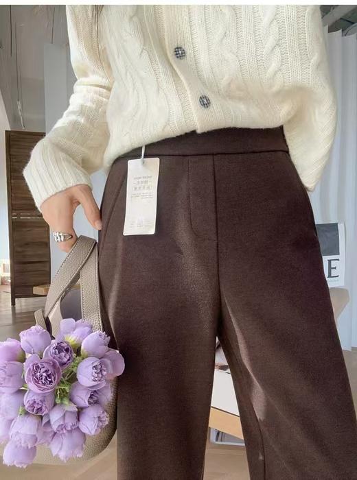 冬季保命裤极简直筒羊毛混纺加绒加厚窄阔腿裤 商品图10