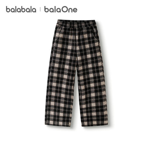 巴拉巴拉balaOne童装女童加绒直筒儿童裤子2025冬装新款复古格纹 商品图4