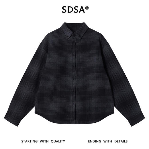 3060SDSA秋冬新款痞帅男装韩版撞色格纹纽扣翻领长袖衬衫百搭针织衬衣 商品图1