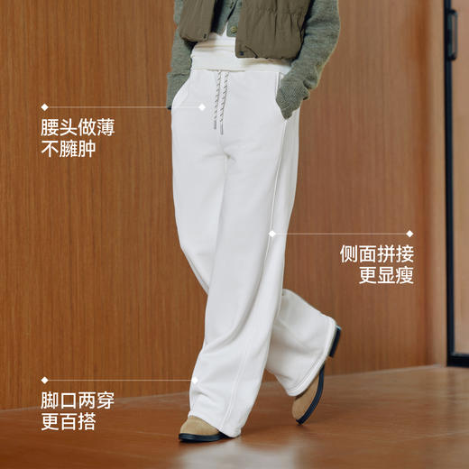 森马休闲裤女冬发热抑菌抓绒抽绳卫裤分割宽松2025新款百搭阔腿裤 商品图3