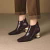 【预售5天】真皮粗跟短靴女秋冬季新款复古高跟单靴时尚百搭蛇纹显瘦女靴MBJR&6978 商品缩略图5