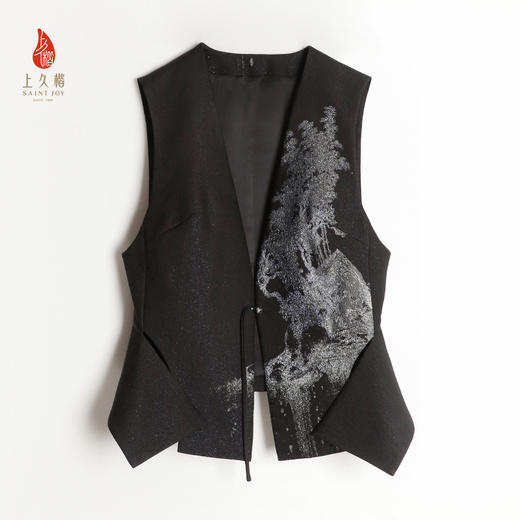 上久楷新中式单面宋锦马甲新款中国风无袖夏五吟梅图 CY1045206026 商品图3