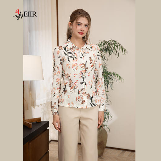 司歌印花长袖衬衫春秋女修身T881198 商品图0