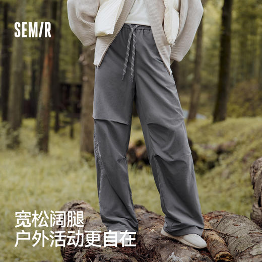 森马休闲裤女冬三防抗静电摇粒绒宽松抽绳阔腿裤2025新款户外长裤 商品图1