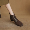 【预售5天】新款马毛拼接裸靴女方头前拉链短靴优雅气质中粗跟舒适时装靴HP&A2615-6 商品缩略图0