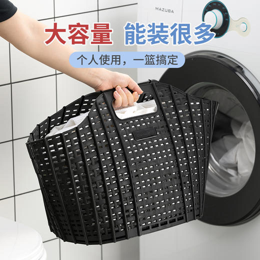 【茶花】可折叠洗衣篮壁挂手提脏衣篮 商品图4
