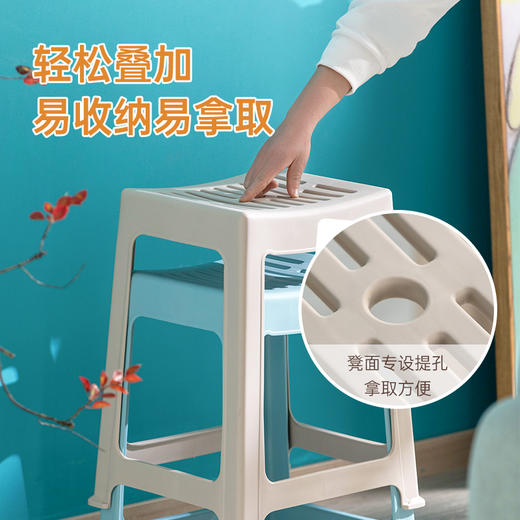 【茶花】塑料凳子高脚凳加厚家用客厅餐厅防滑餐桌凳4个装 商品图5