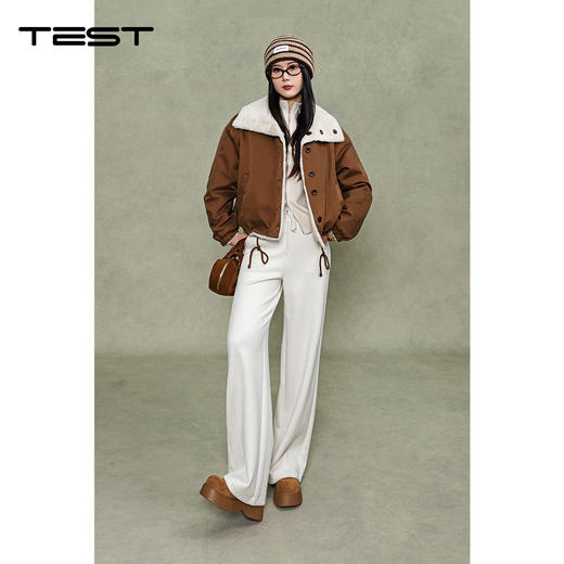 冬上新时尚宽松显瘦百搭夹克复古毛领绒外套2254111 商品图1