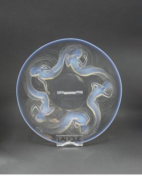 独角鹿西洋古董 1932年法国水晶工坊莱俪LALIQUE设计出品「Calypso 海上仙女卡吕普索」主题欧泊水晶盘