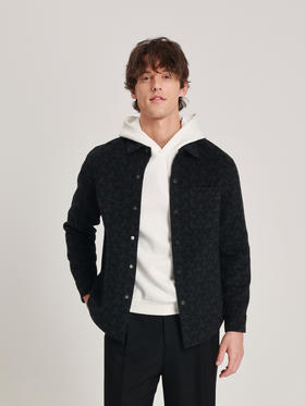 callisto黑色羊毛混纺创收人手绘外套