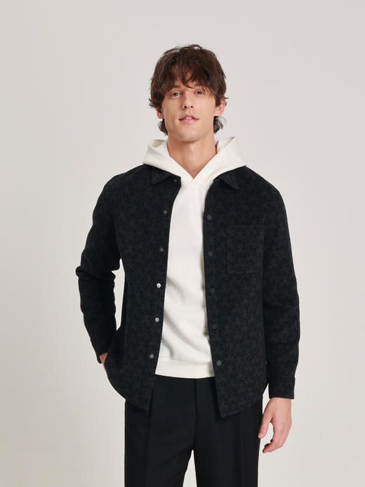 callisto黑色羊毛混纺创收人手绘外套 商品图0