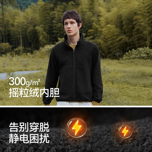 森马外套男冬防风三防抗静电摇粒绒三合一两件套2025新款情侣夹克 商品图3