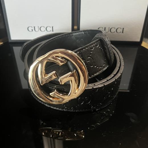古家双G 平滑扣皮革皮带男女同款 商品图13