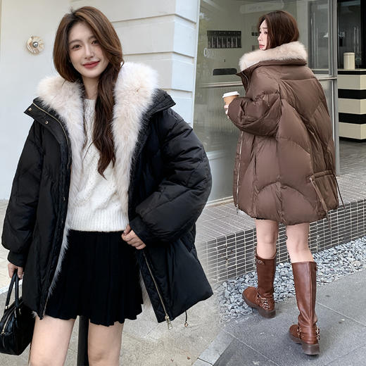 奢姿大码女装2025冬季胖妹妹时尚大毛领羽绒服气质保暖显瘦外套7354300249 商品图4