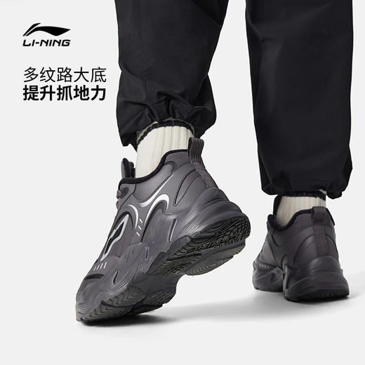 李宁LNDEFENDER休闲鞋男鞋2025冬季新款加绒保暖黑色运动鞋男AGCV395 商品图2