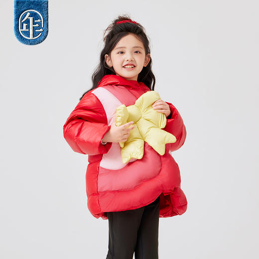 年衣童装羽绒服冬季新款儿童女宝鸭绒宝宝甜美连帽甜心结伴羽绒服 商品图1