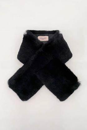 Yves Salomon - SCARF REX RABBIT - BLACK - 配件 - 围脖 - 黑色