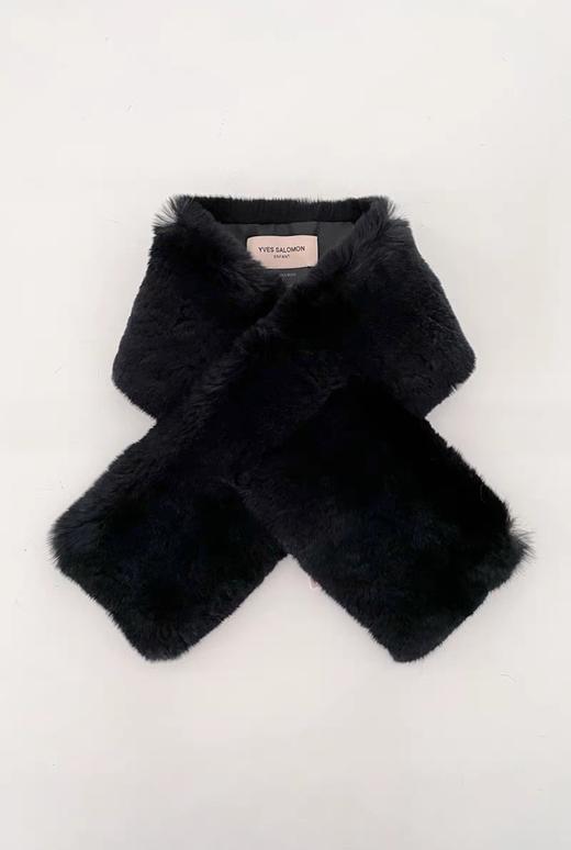 Yves Salomon - SCARF REX RABBIT - BLACK - 配件 - 围脖 - 黑色 商品图0