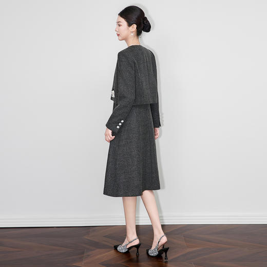 「高货wl」全新升级【铂金会员431/天猫579/差价148】(99504)洛诗琳2025秋冬气质小香风短款外套无袖背心连衣裙两件套 商品图1