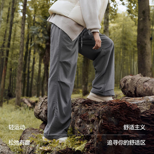 森马休闲裤女冬三防抗静电摇粒绒宽松抽绳阔腿裤2025新款户外长裤 商品图3