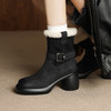 【预售5天】冬季新款时尚粗跟时装靴英伦风黑色高跟小短靴增高显瘦女靴子MLD&AM828 商品缩略图1