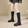 西遇厚底长筒靴女新款秋冬V口百搭圆头瘦瘦靴高筒骑士长靴子V2257271 商品缩略图3