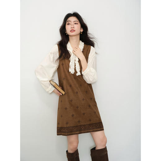 鹿向南「文艺画报」法式无袖连衣裙女秋季高级气质短款宽松背心裙 商品图3