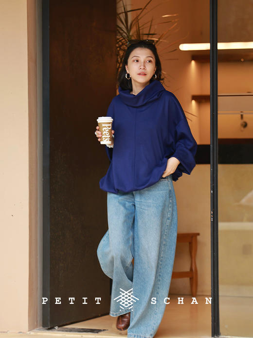 PETIT SCHAN小闪 CLO#937 Engrossed in 沉迷 澳洲超细美利诺羊毛堆堆领设计款套头上衣 商品图3