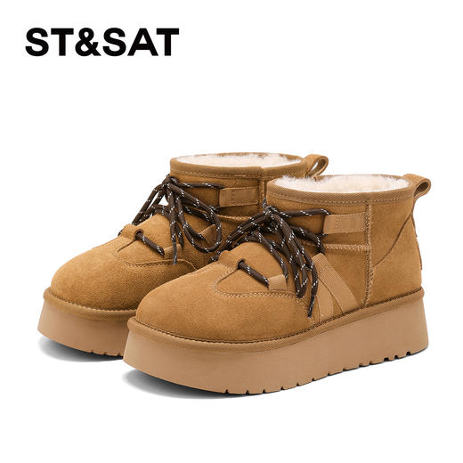 星期六皮毛一体保暖厚底雪地靴SSD4118CRT 商品图9