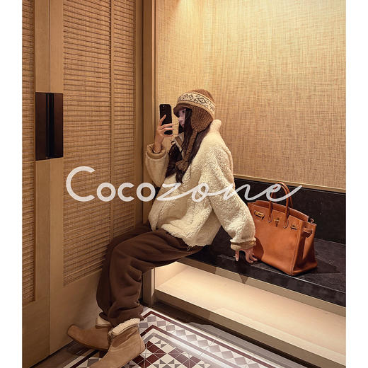 COCO ZONE 刘 一一 “牛乳”100羊毛立领拉链外套 CD2A2708 商品图1