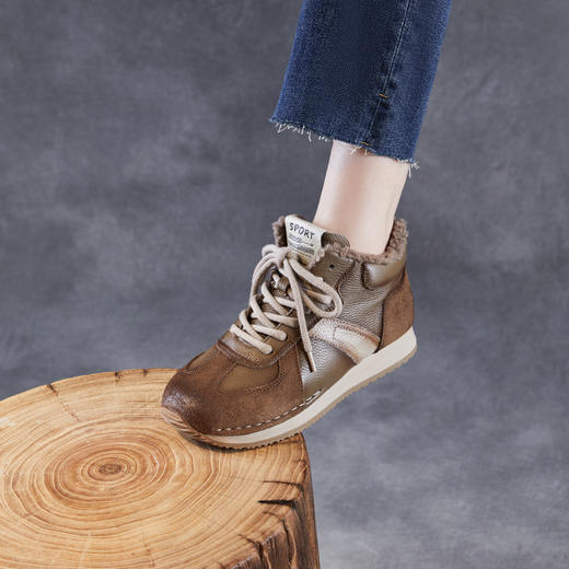 ZM 258672高帮羊羔绒阿甘鞋加绒短靴平底舒适休闲运动德训鞋 商品图1