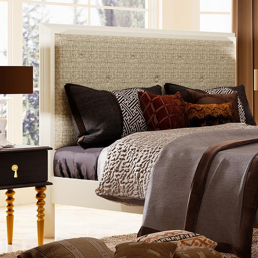 喜梦宝墨骐高定实木软靠床新古典骑士风青少年贵族卧室家具双人床 商品图1