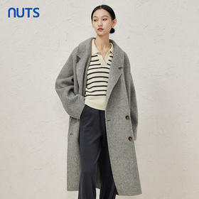 NUTS商场同款秋冬季高级感气质宽松双面手工呢料长外套女4491503A2