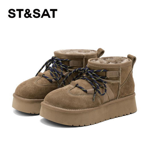 星期六皮毛一体保暖厚底雪地靴SSD4118CRT 商品图11